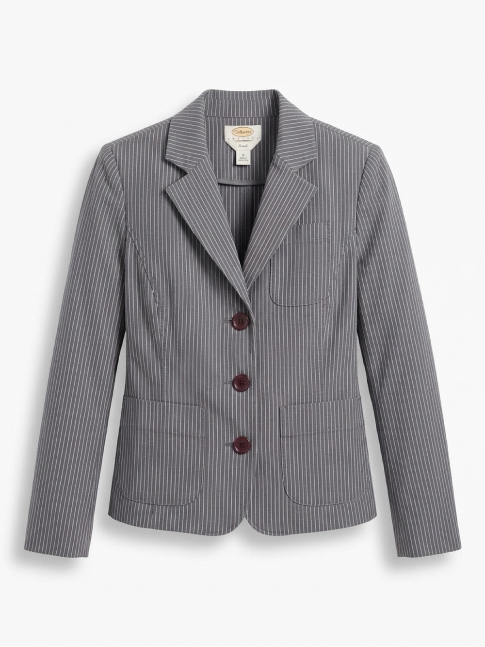Talbots Gray Pinstripe Notch-Lapel Blazer